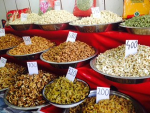 Indian spices in the market. 